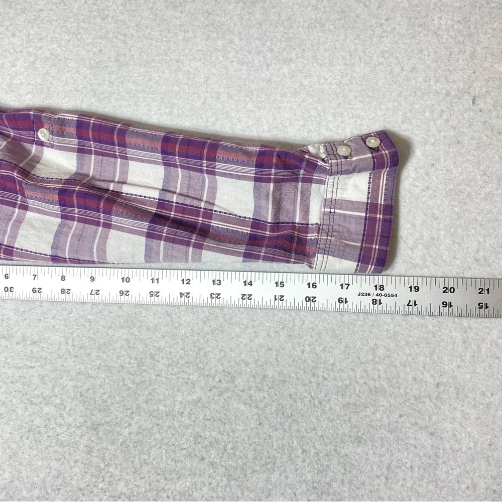 Sonoma Life Style Women's L Purple Plaid Flannel Button Up Collared Long Sleeve - Picture 15 of 15